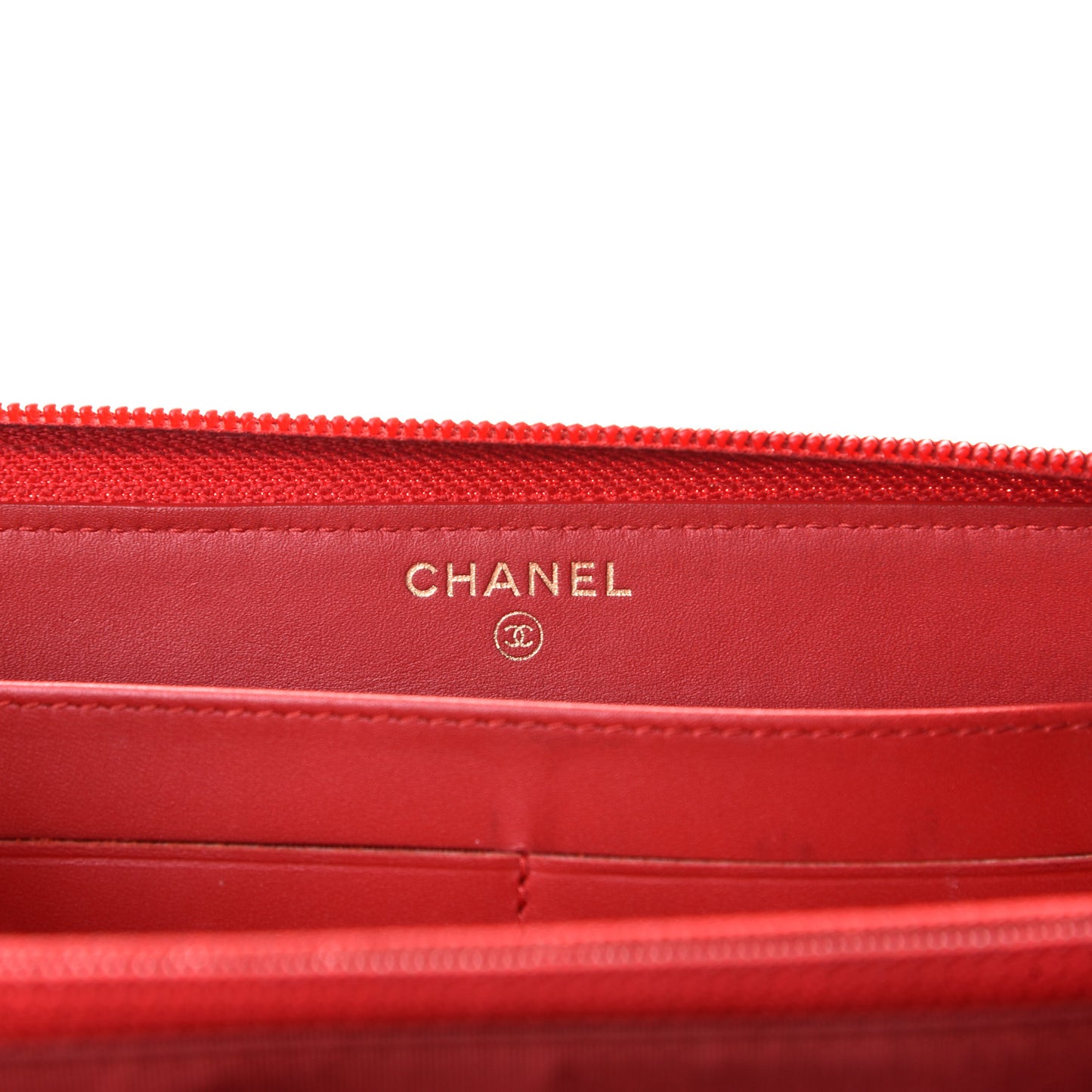 Caviar Large Timeless CC Zip Around Wallet Red