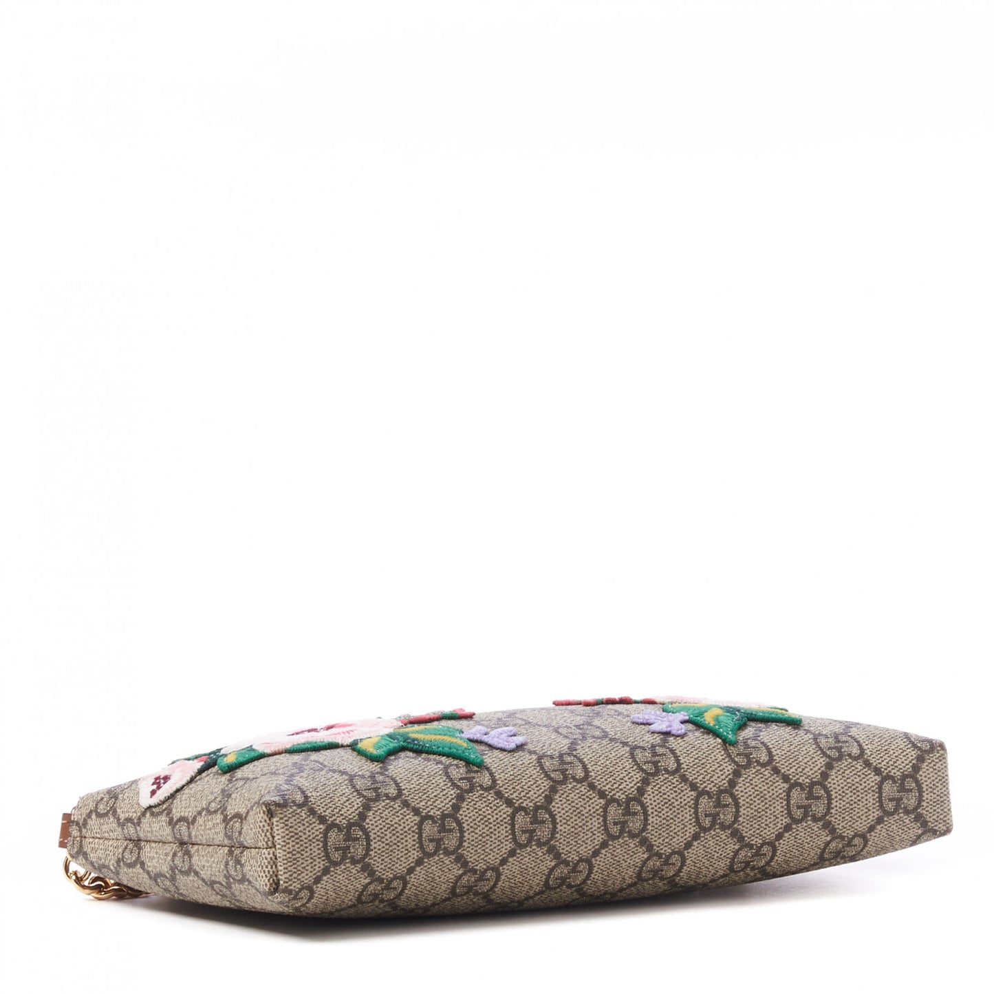 GG Supreme Monogram Embroidered Flower Chain Wrist Wallet