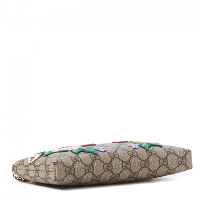 Gucci GG Supreme Monogram Embroidered Flower Chain Wrist Wallet 4 of 9