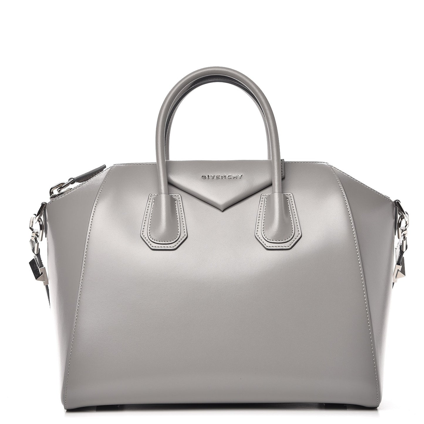 Shiny Lord Calfskin Medium Antigona Pearl Grey