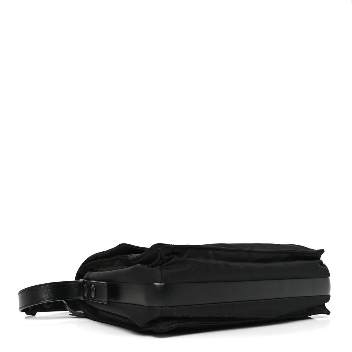 Re-Nylon Vitello Padded Small Flap Shoulder Bag Black