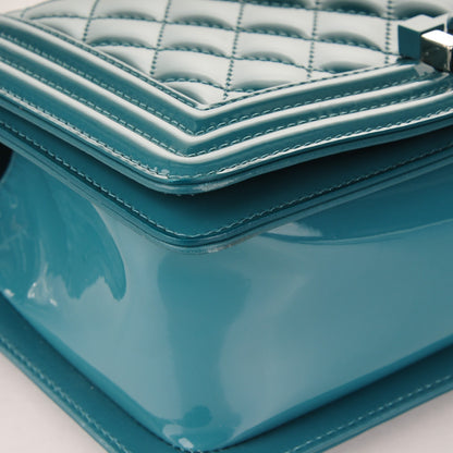 Chanel Patent Calfskin Quilted Medium Plexiglass Boy Flap Blue 9 of 9
