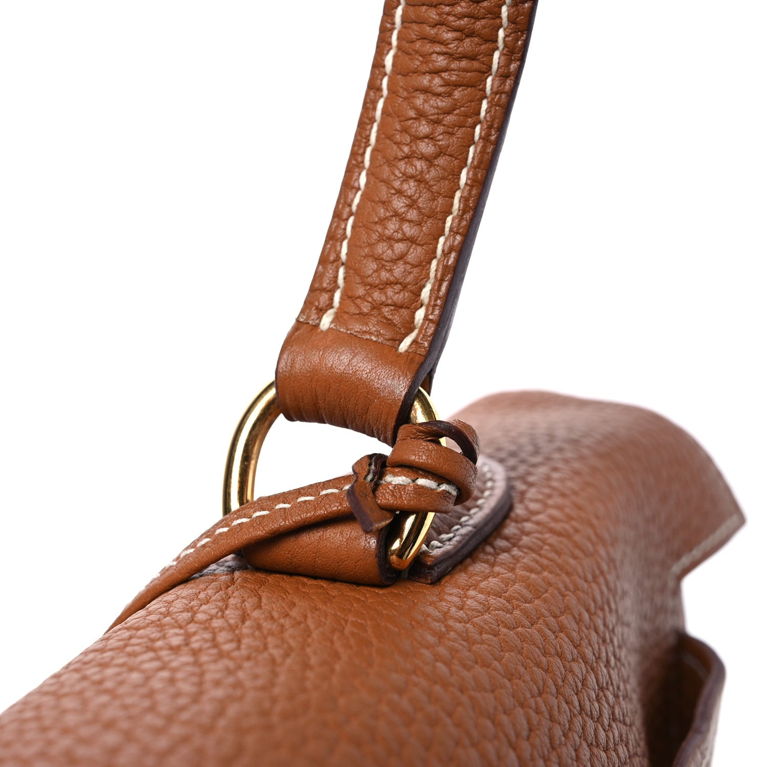 Hermes Taurillon Clemence Shoulder Kelly 42 Gold 12 of 12