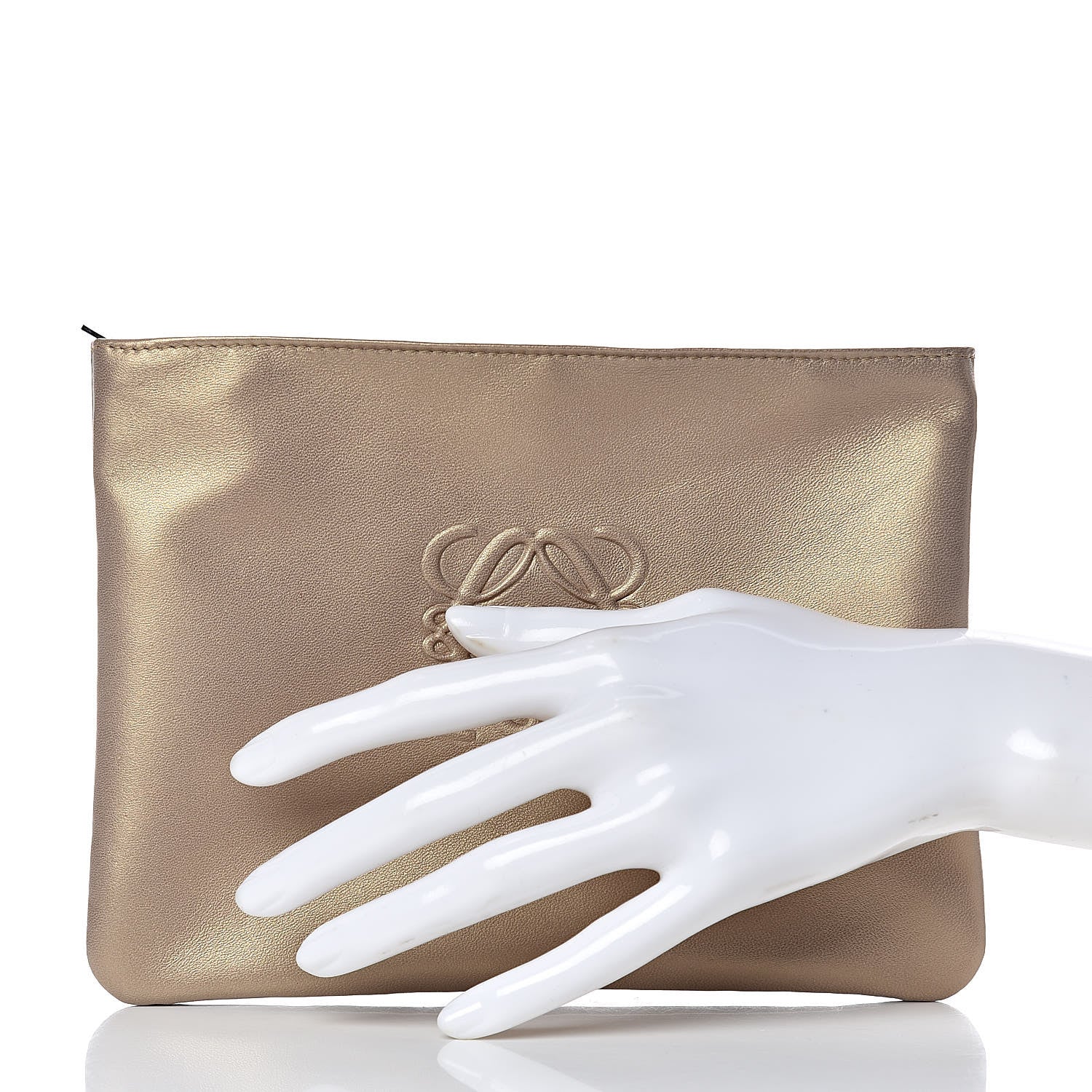Loewe Metallic Lambskin Cosmetic Pouch Gold 2 of 9