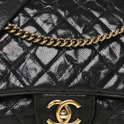 Chanel Crumpled Grained Calfskin Quilted Large Shiva Flap Black 9 of 11