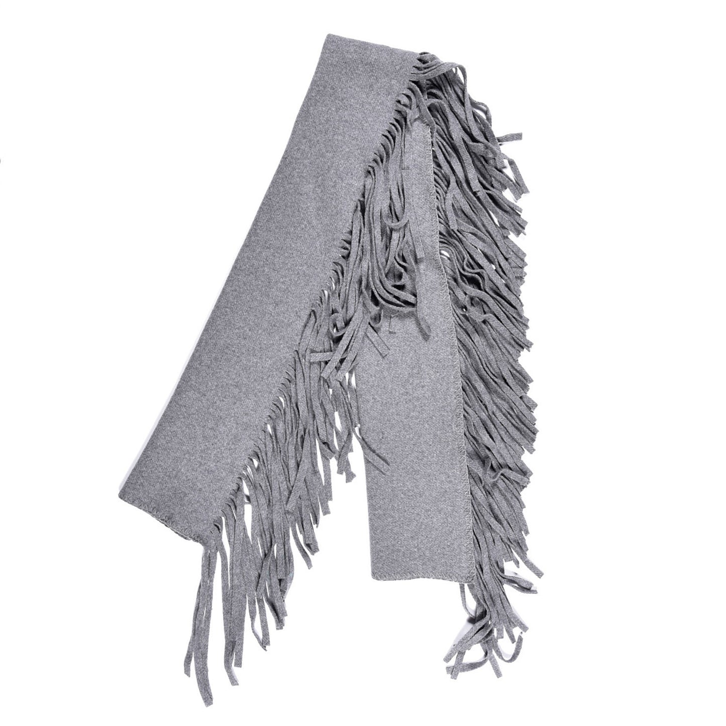Cashmere Knitted Solid Fringe Scarf Mid Grey