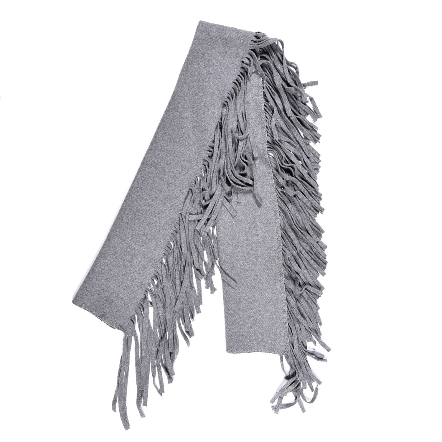 Burberry Cashmere Knitted Solid Fringe Scarf Mid Grey 2 of 3