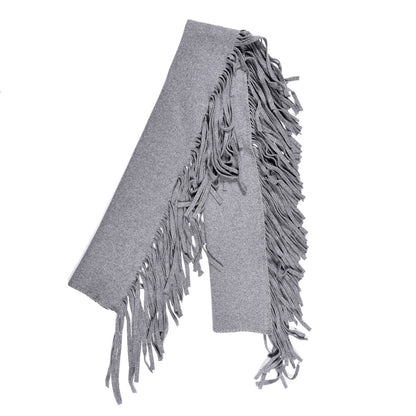 Burberry Cashmere Knitted Solid Fringe Scarf Mid Grey 2 of 3