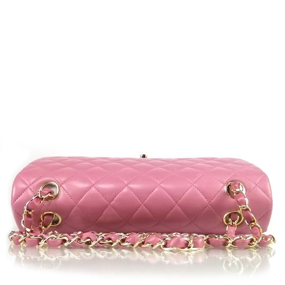 Lambskin Medium Double Flap Pink