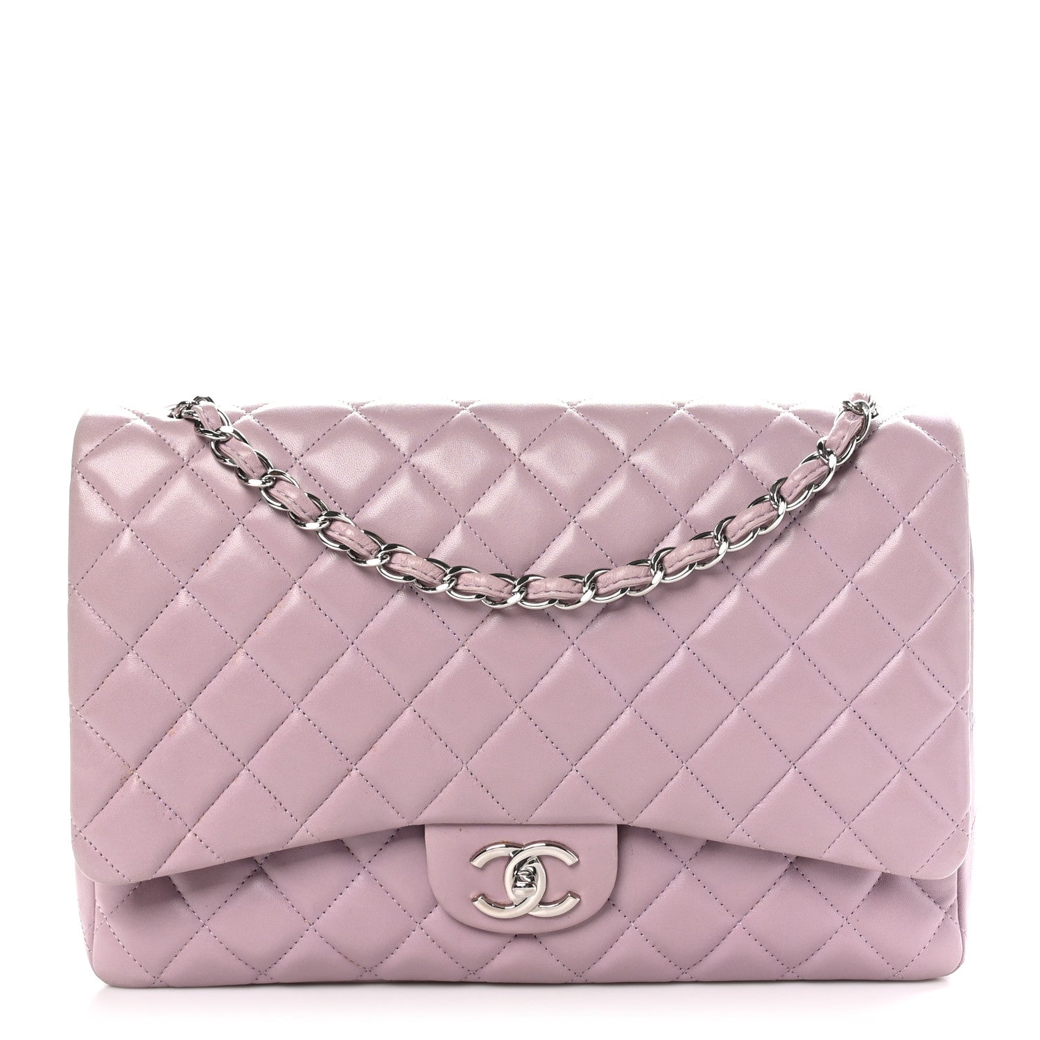 Chanel Lambskin Quilted Maxi Double Flap Light Purple 1 of 11