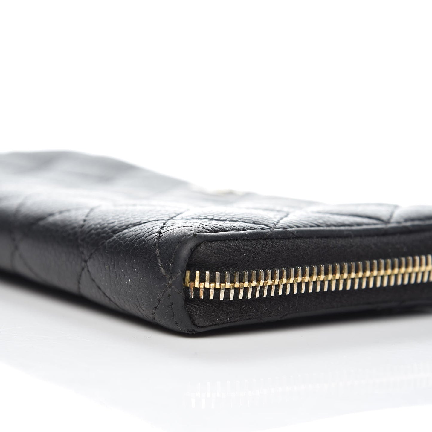 Caviar Quilted Large Gusset Zip Around Wallet Navy