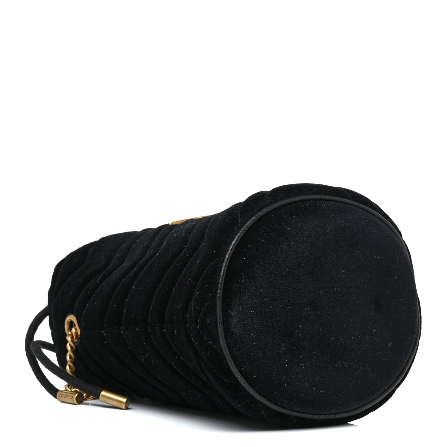Velvet Matelasse Mini GG Marmont 2.0 Bucket Bag Black