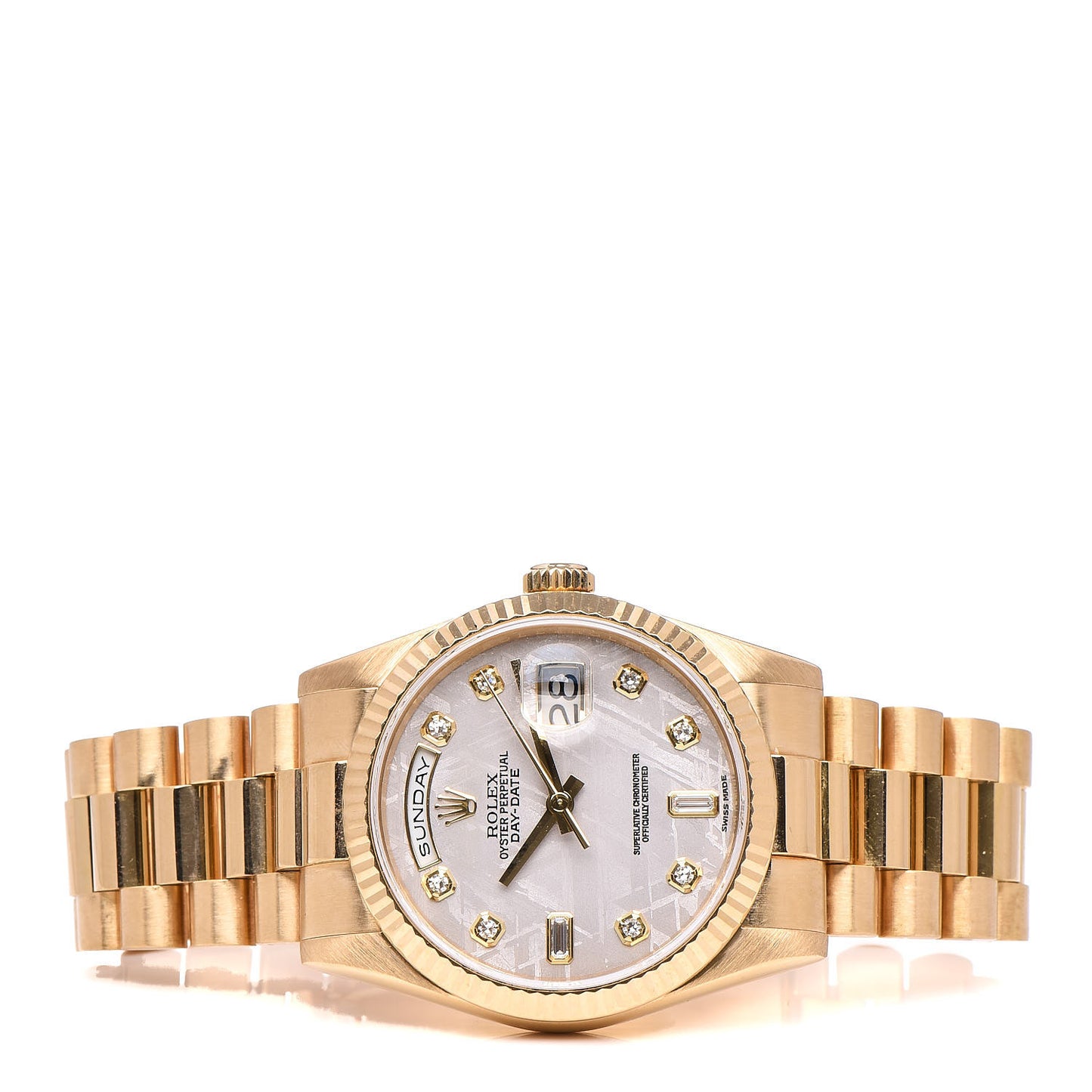 18K Yellow Gold Diamond Meteorite 36mm Oyster Perpetual Day-Date Watch 118238