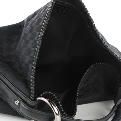Gucci Monogram Large Horsebit Chain Hobo Black 7 of 14