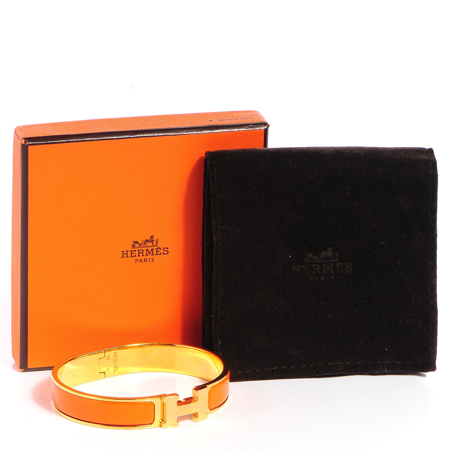 Hermes Narrow Enamel Clic Clac H Bracelet PM Orange 5 of 5