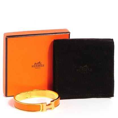 Hermes Narrow Enamel Clic Clac H Bracelet PM Orange 5 of 5