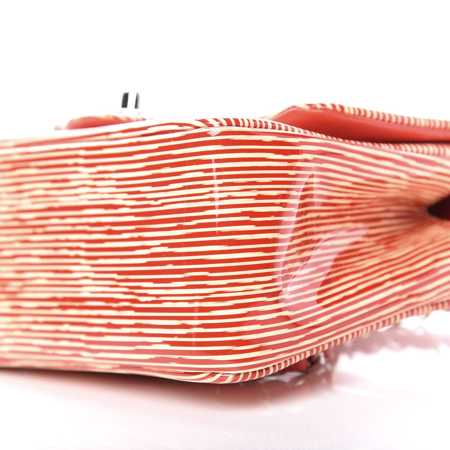 Chanel Patent Calfskin Striped Mini Square Flap Red 9 of 9