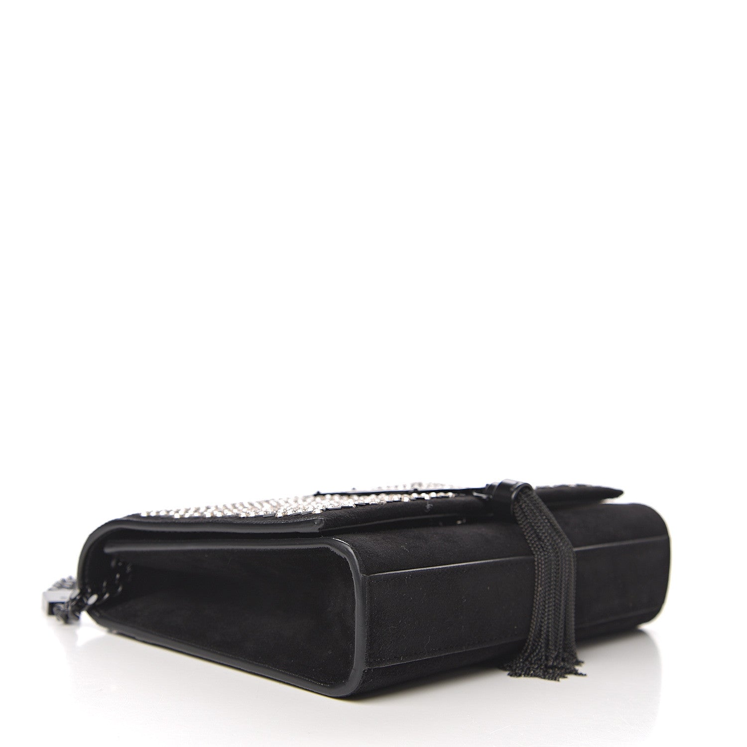 Saint Laurent Suede Crystal Small Classic Monogram Kate Satchel Black 3 of 10