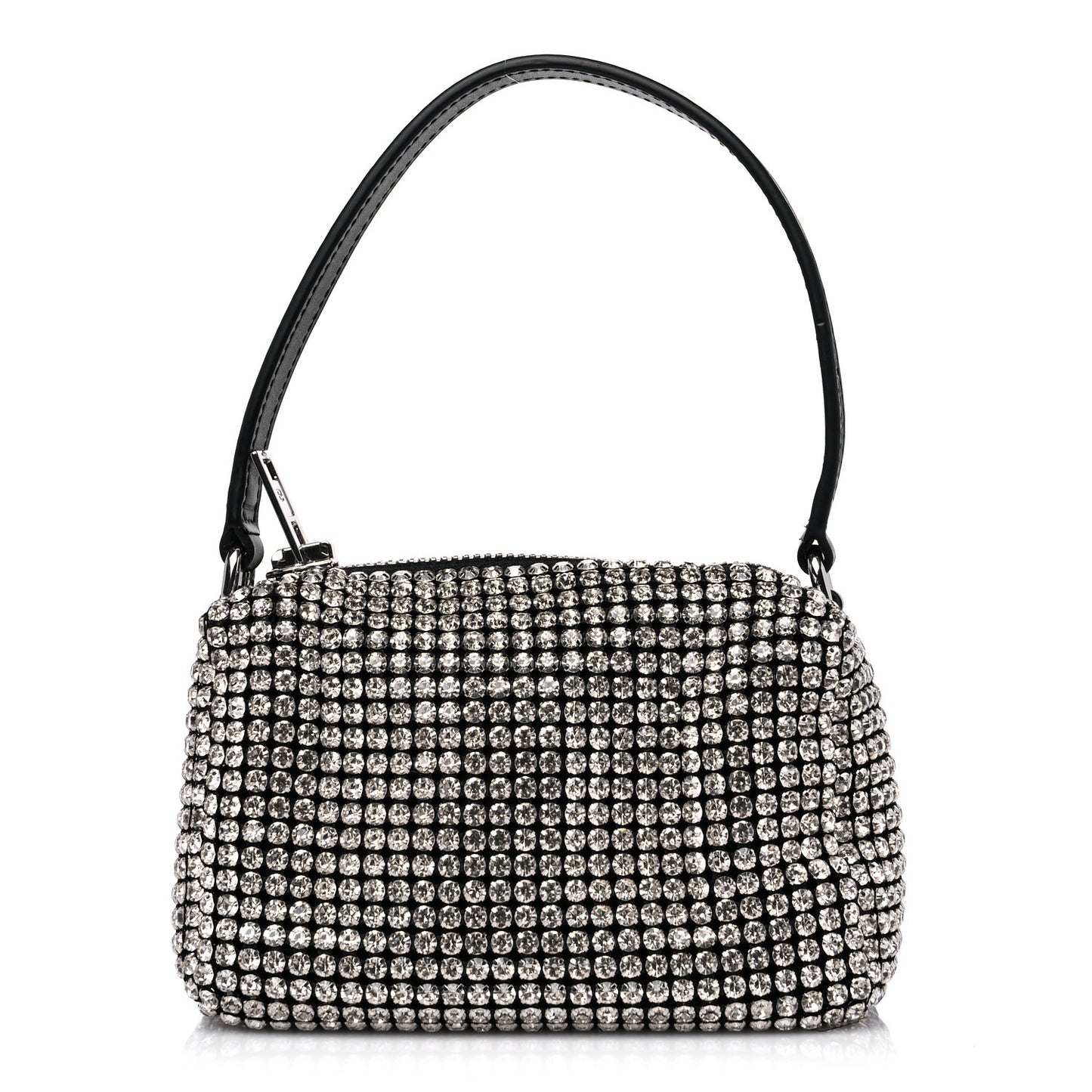 Mesh Crystal Rhinestone Mini Heiress Pouch Black Silver