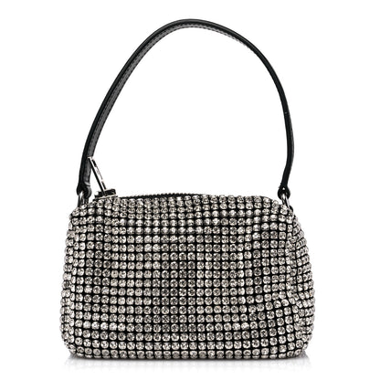 Alexander Wang Mesh Crystal Rhinestone Mini Heiress Pouch Black Silver 1 of 9