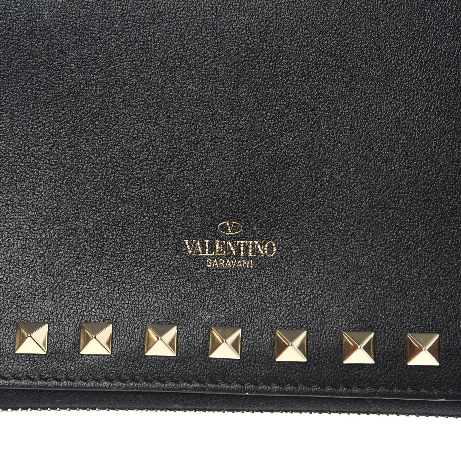 Valentino Garavani Vitello Rockstud Top Handle Travel Wallet Black 7 of 9
