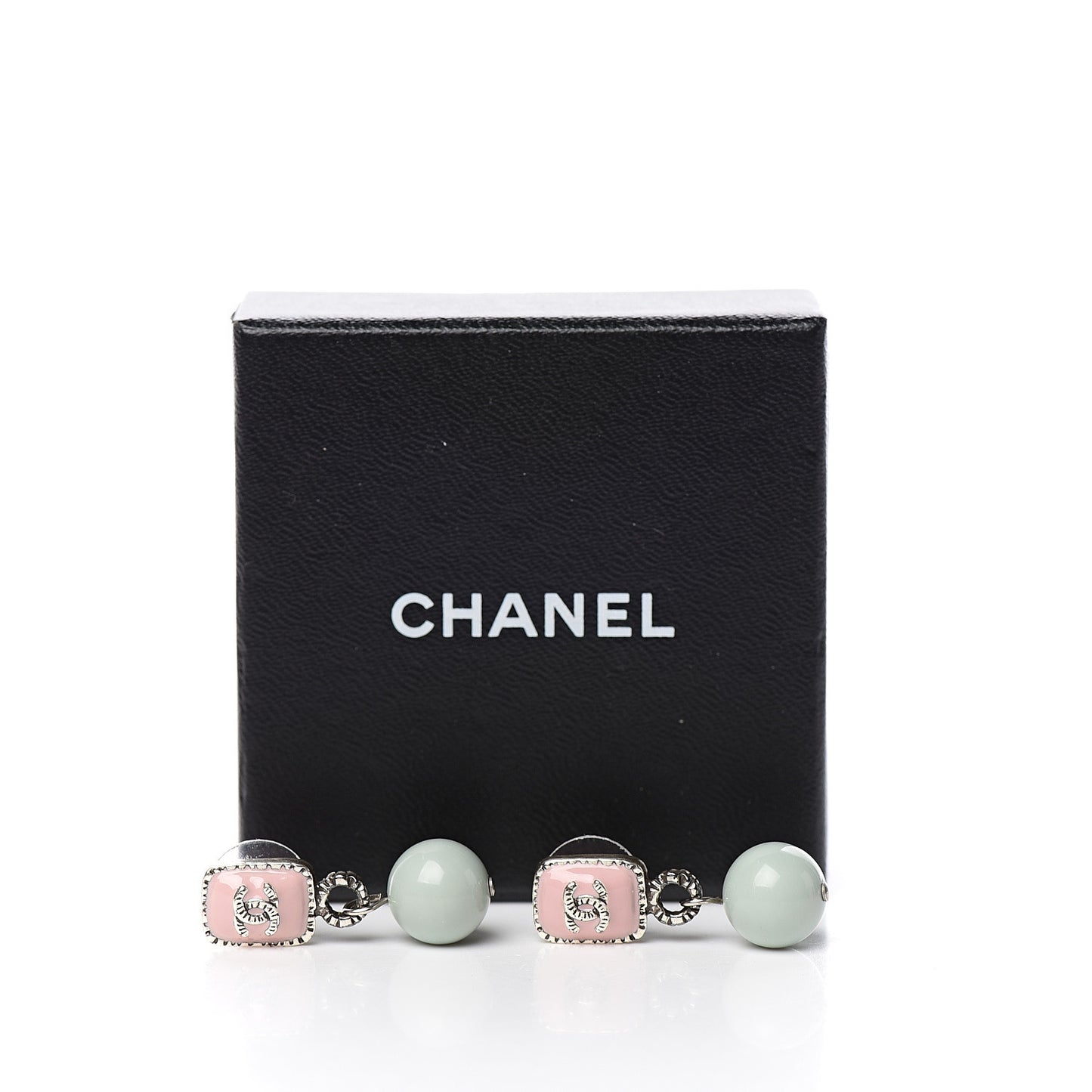 Pearl Enamel CC Drop Earrings Pink