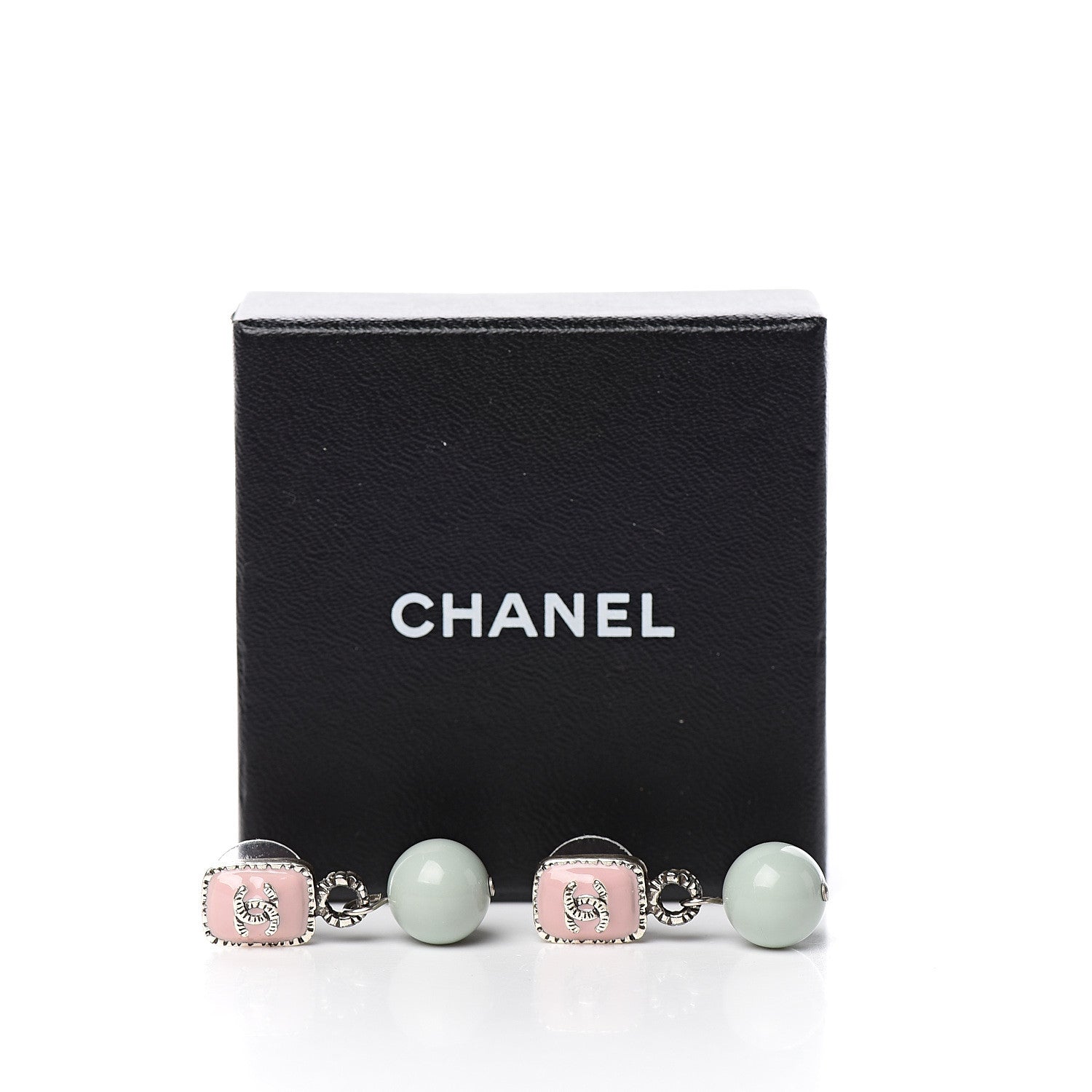 Chanel Pearl Enamel CC Drop Earrings Pink 5 of 5