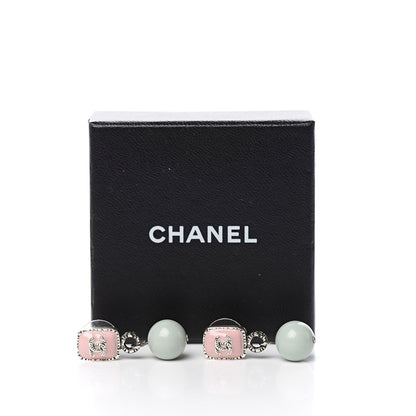 Chanel Pearl Enamel CC Drop Earrings Pink 5 of 5