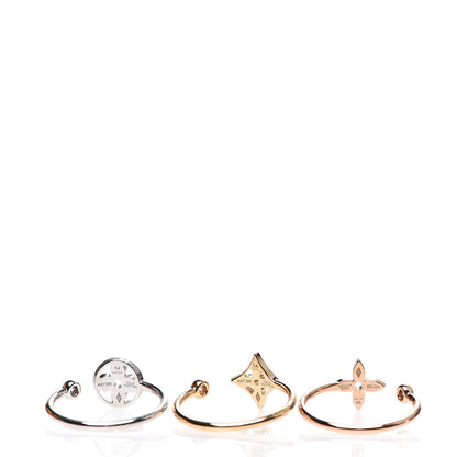 Louis Vuitton 18K Yellow Pink White Gold Diamond Idylle Blossom Ring 3 Set 54 6.75 3 of 3