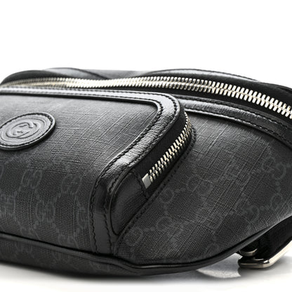 Gucci GG Supreme Monogram Textured Calfskin Retro Interlocking G Belt Bag Black 10 of 10