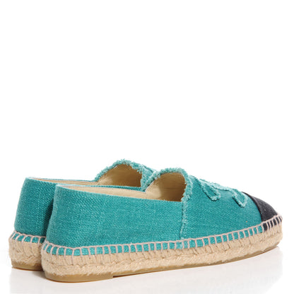 Chanel Canvas Double Sole Espadrilles 38 Green Black 4 of 7