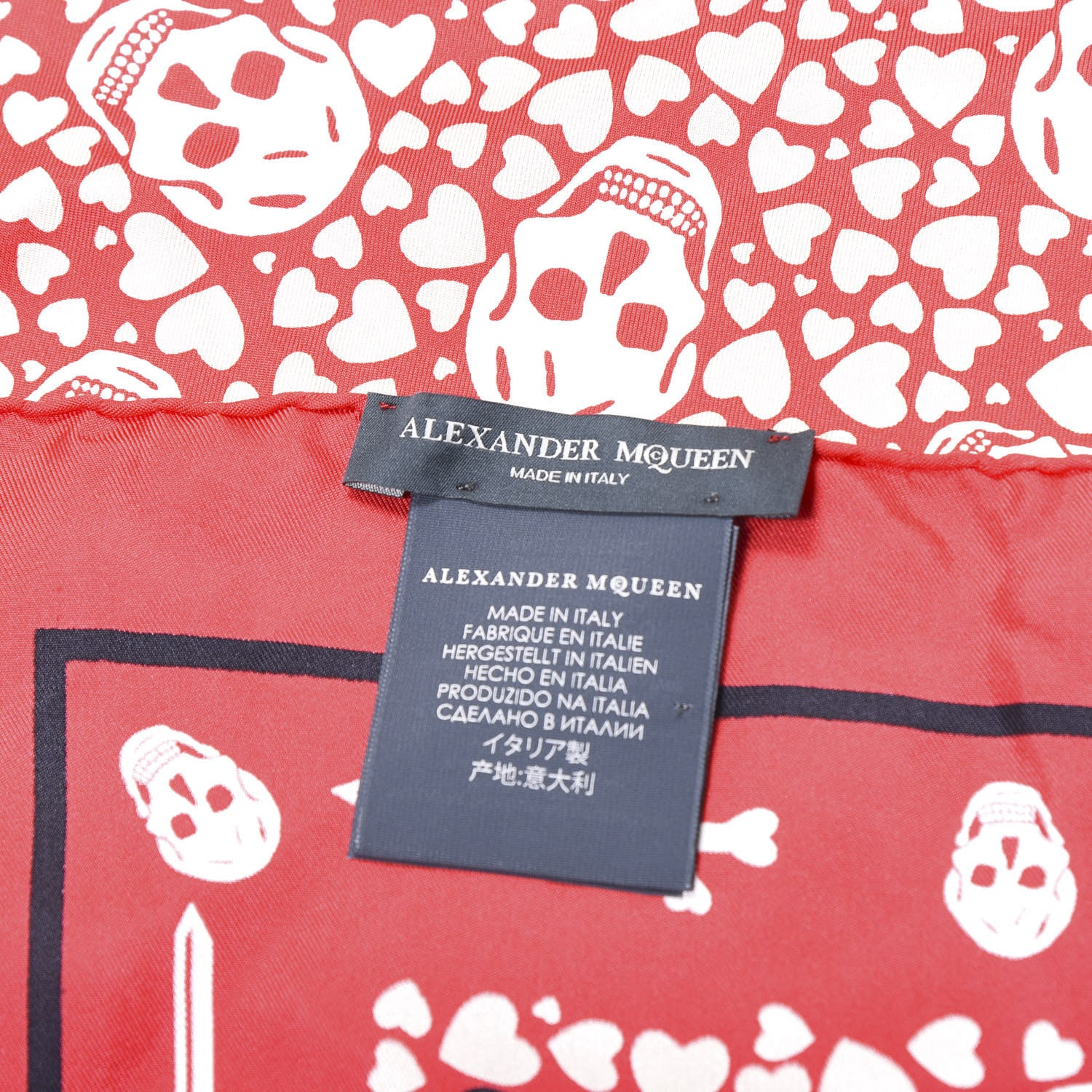 Alexander McQueen Silk Heart Skull Print Scarf Red 3 of 3