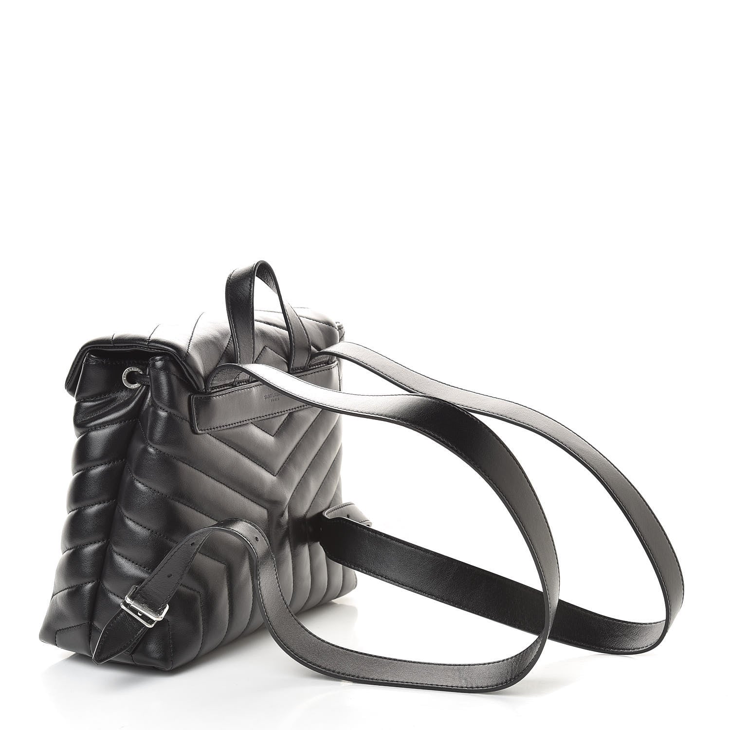 Saint Laurent Calfskin Y Quilted Monogram Small Loulou Backpack Black 3 of 9