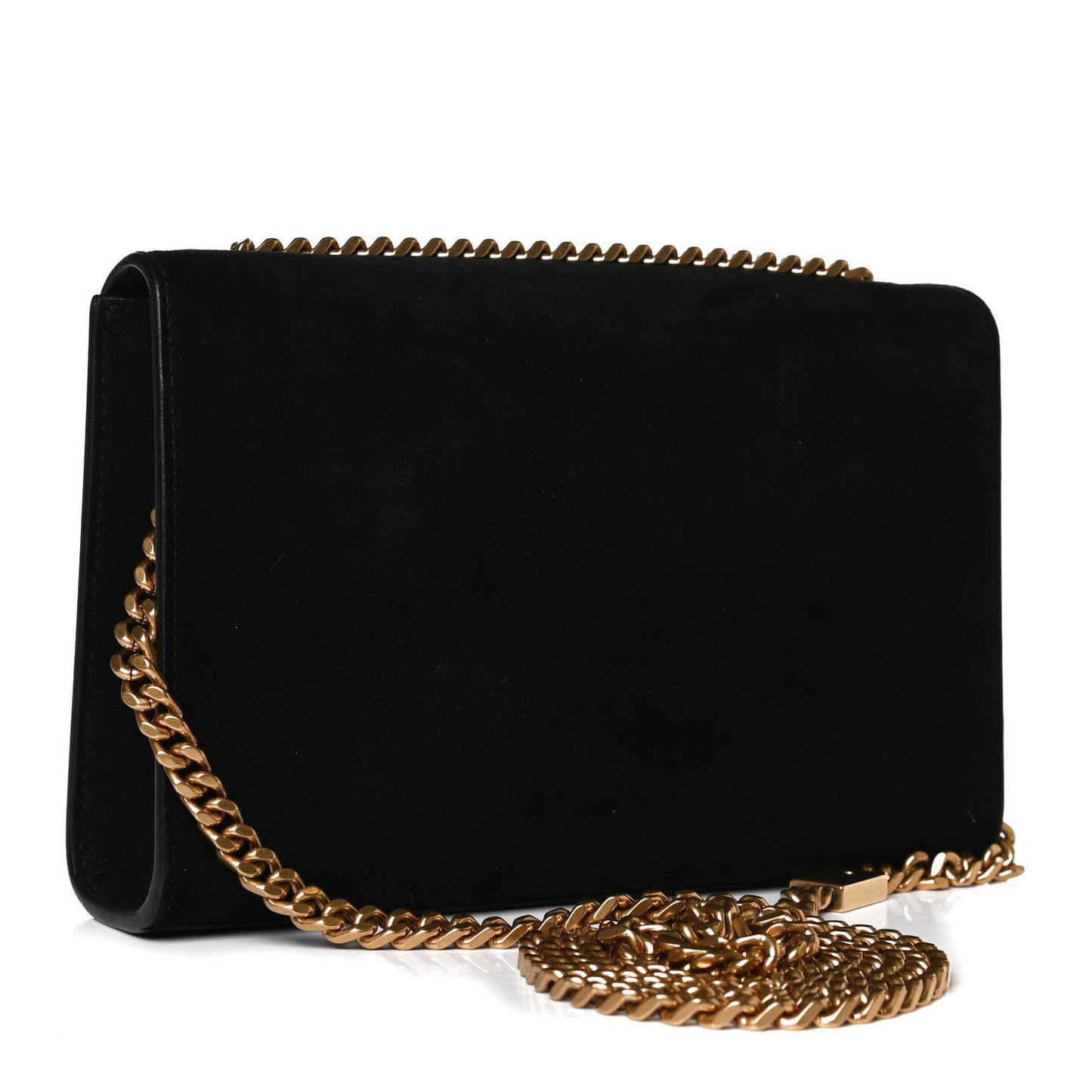 Suede Embroidered Small Monogram Kate Satchel Black