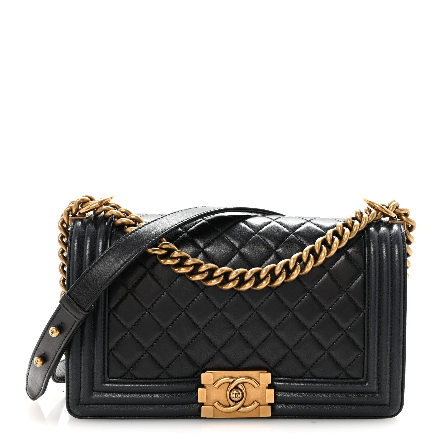 Chanel Lambskin Quilted Medium Boy Flap Black 1 of 10