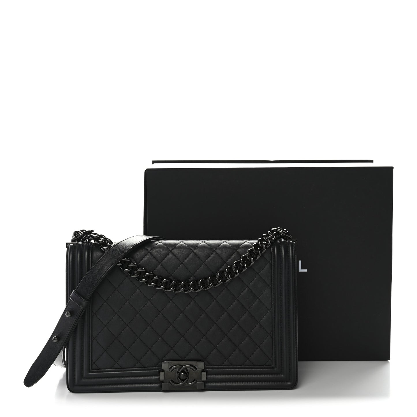Calfskin Quilted New Medium Boy Flap So Black