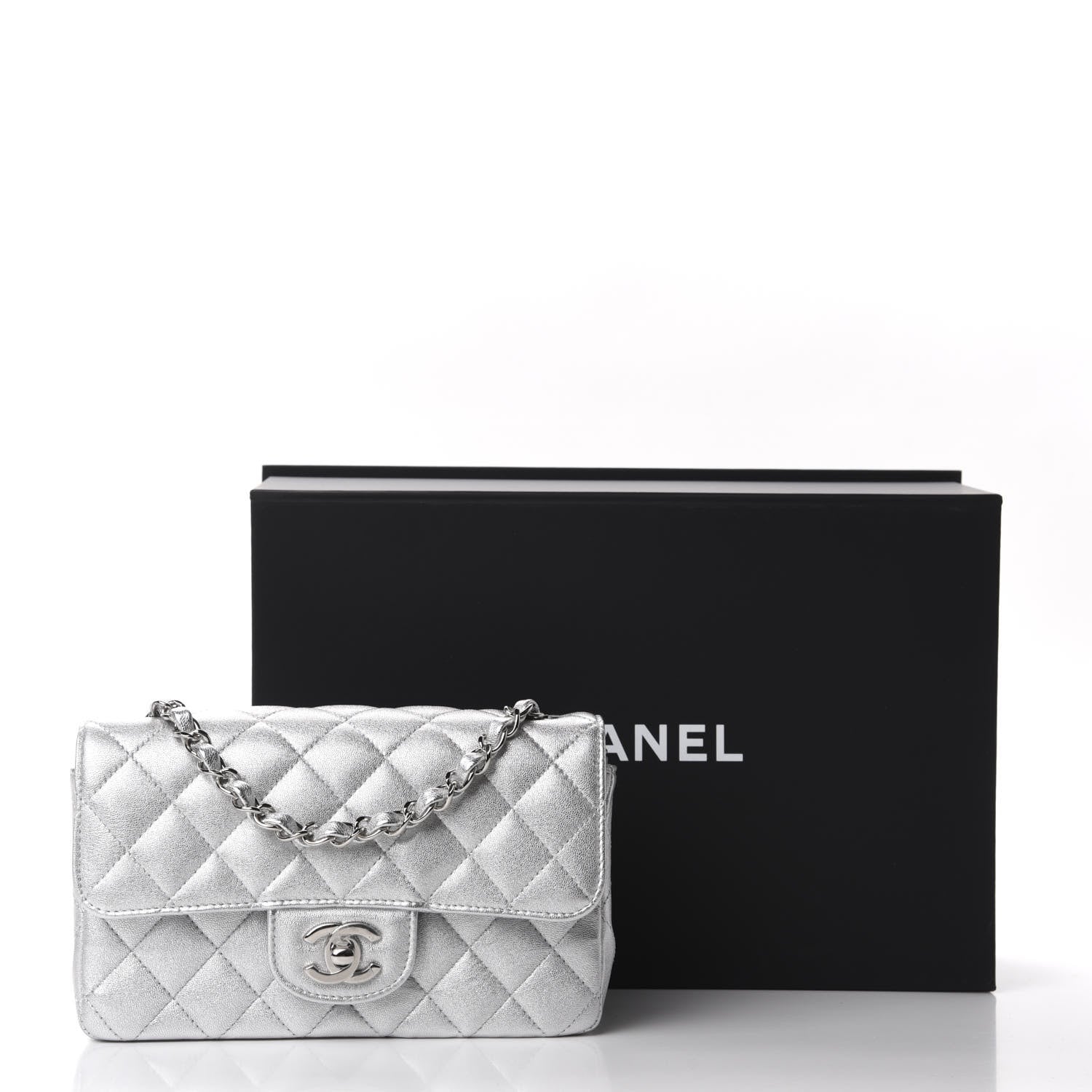 Chanel Metallic Lambskin Quilted Mini Rectangular Flap Silver 11 of 11
