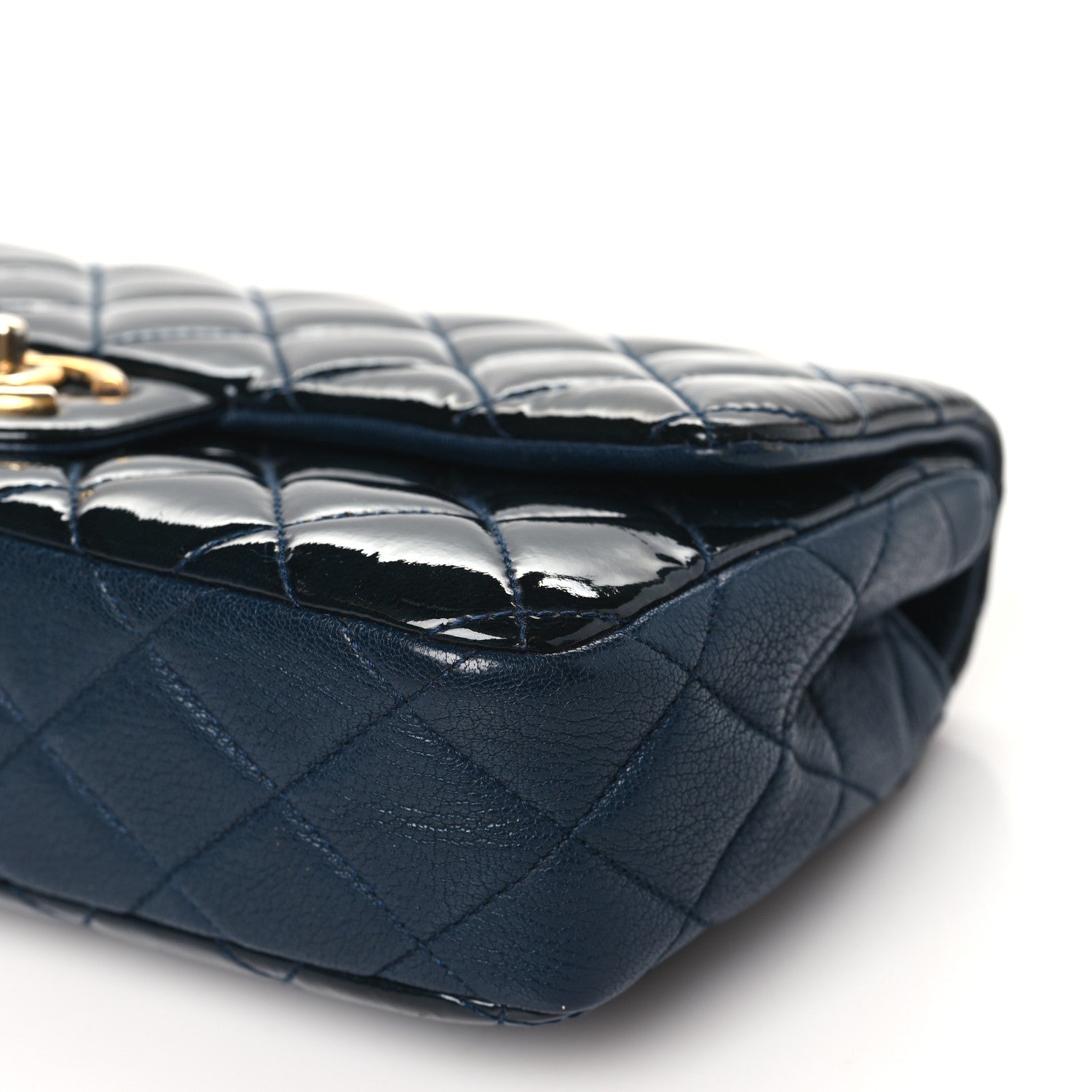 Chanel Patent Goatskin Quilted Small CC Eyelet Flap Blue 10 of 12