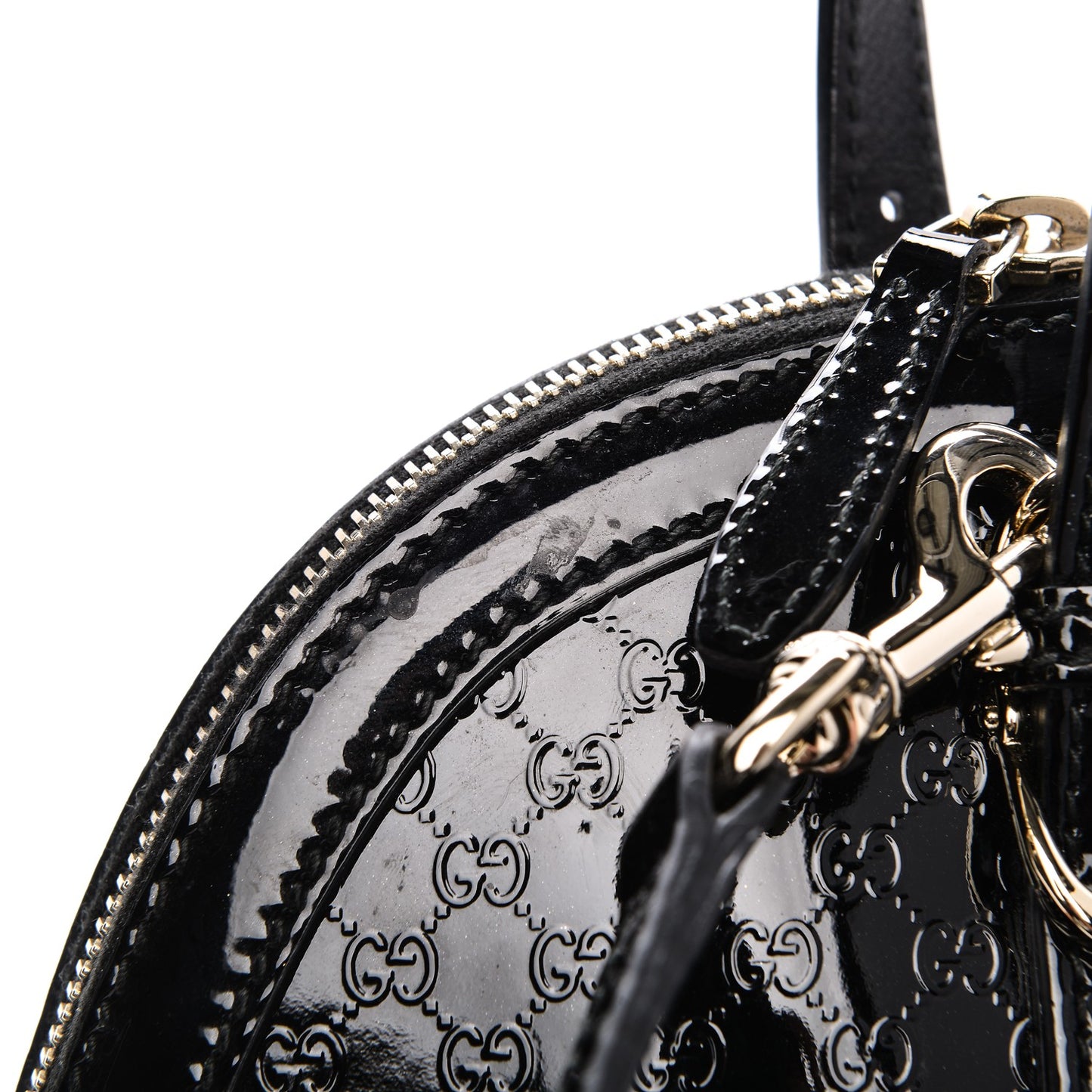Patent Microguccissima Small Nice Top Handle Dome Bag Black