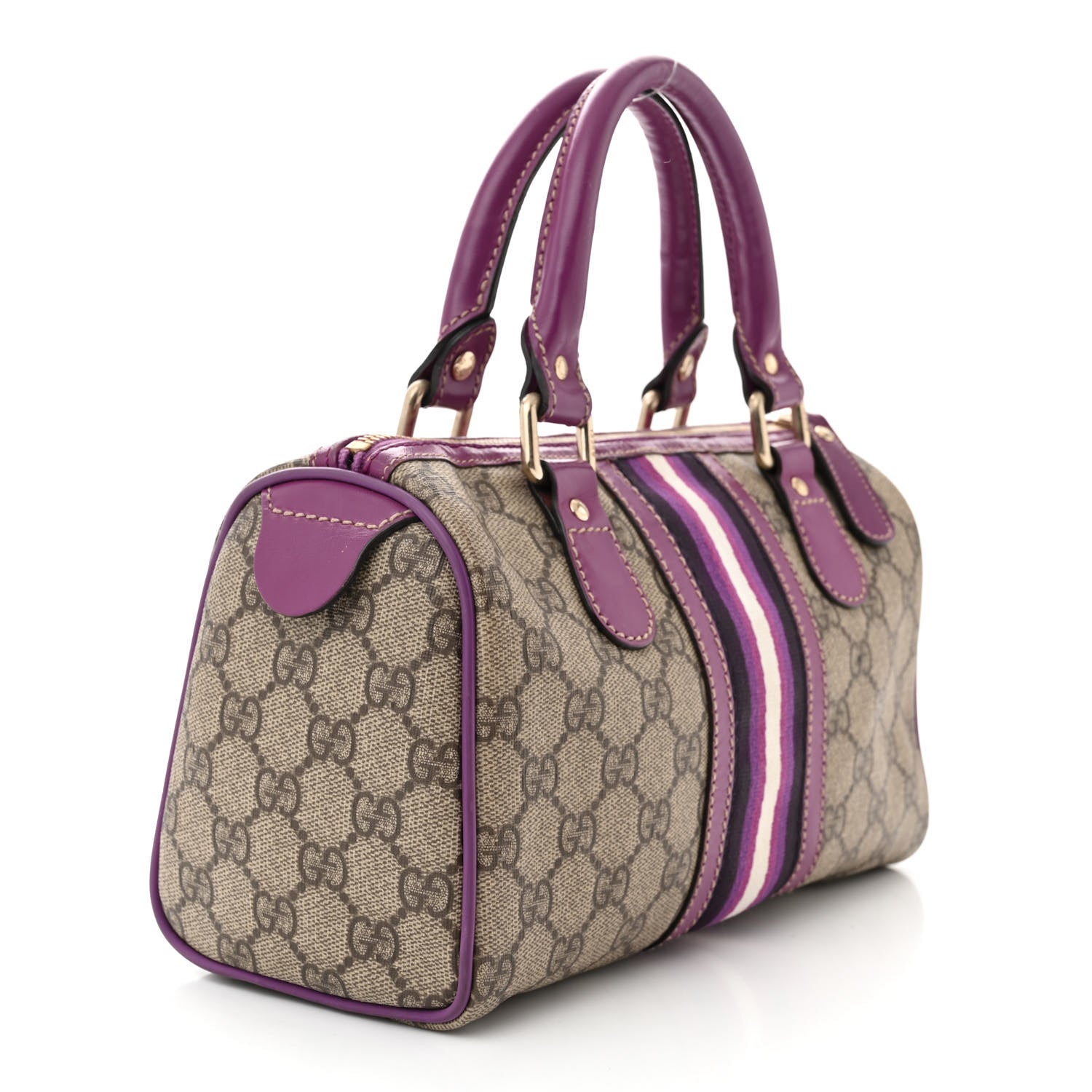 Gucci Monogram Vintage Web Small Boston Purple 3 of 13