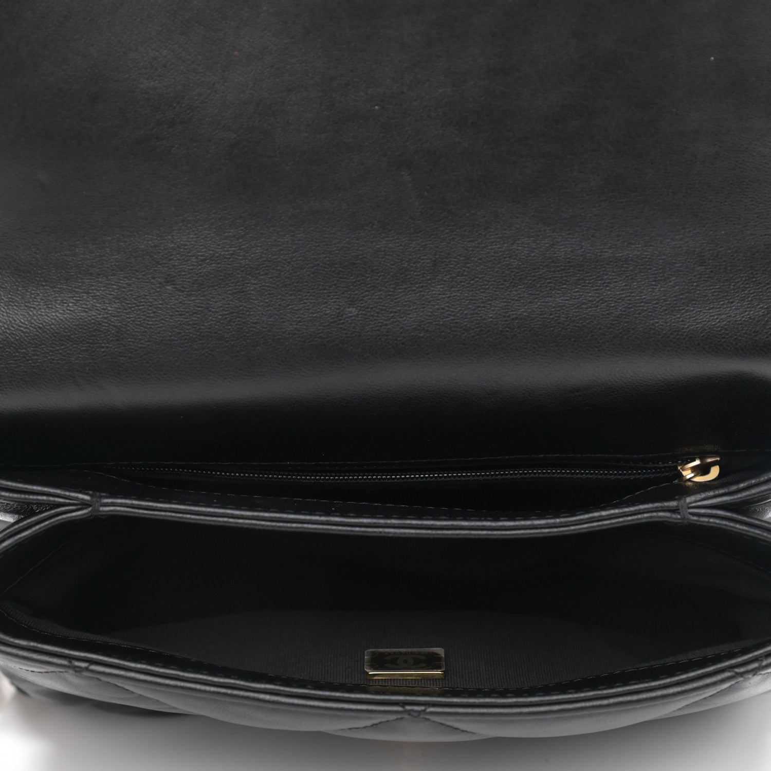 Chanel Lambskin Quilted Chain Top Handle Flap Black 4 of 9