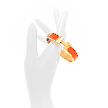 Hermes Enamel Narrow Clic Clac H Bracelet PM Orange 2 of 5