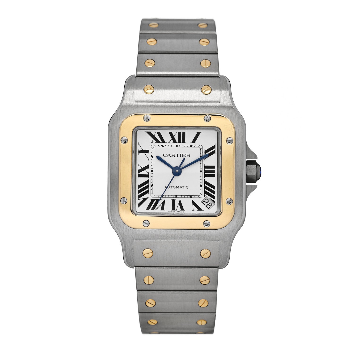 Cartier Stainless Steel 18K Yellow Gold 32mm Santos De Cartier Galbee Automatic Watch 1 of 5