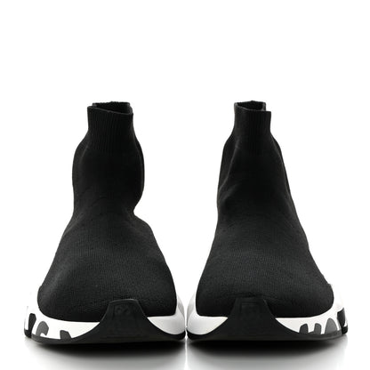 Balenciaga Neoprene Knit Womens Speed Graffiti Sneakers 38 Black White 2 of 9