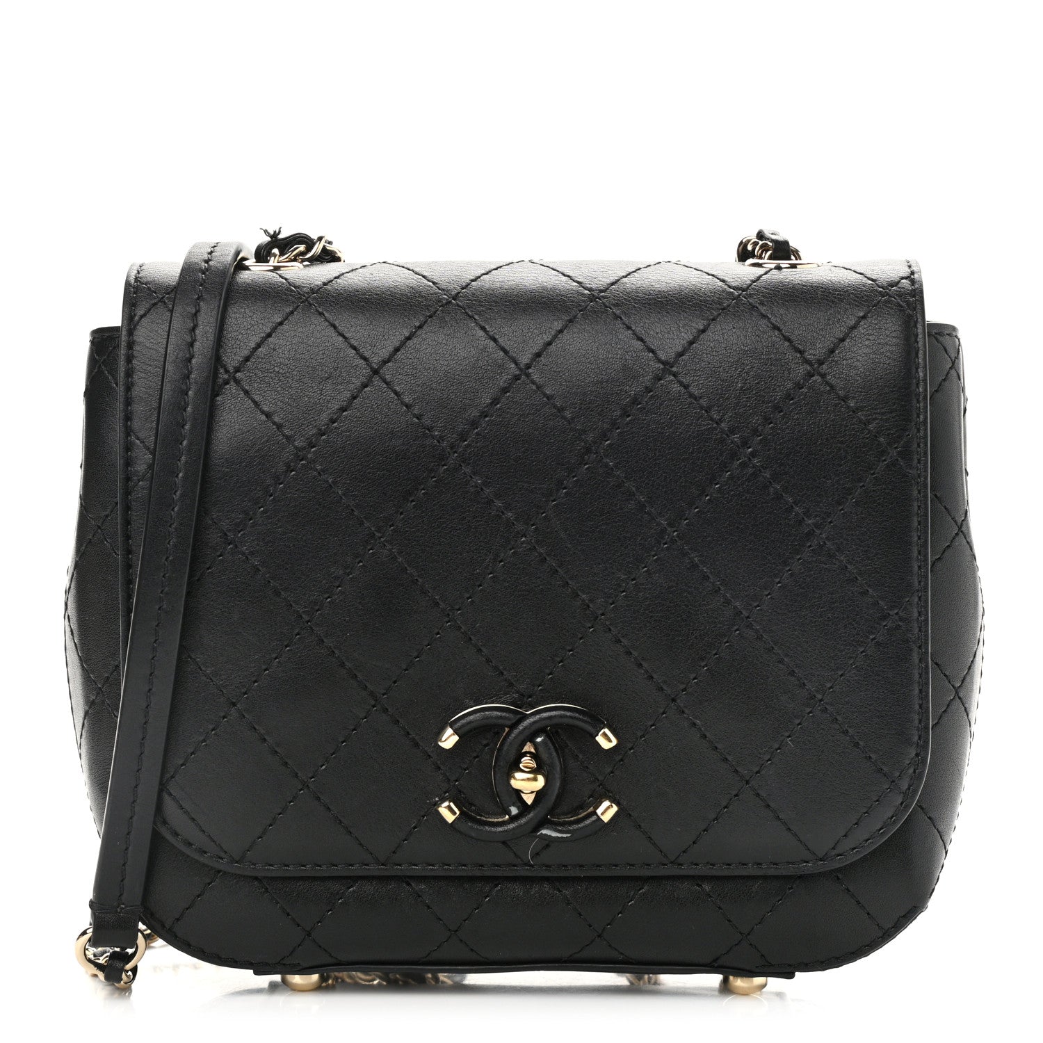 Chanel Calfskin Stitched Small Covered CC Flap Bag Black 1 of 11