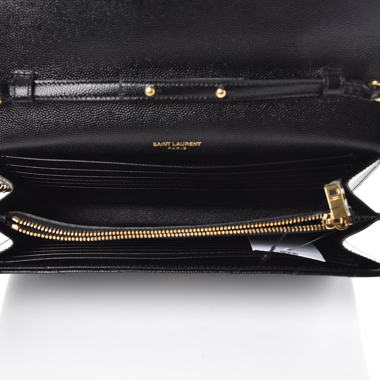 Grain De Poudre Matelasse Chevron Monogram Chain Wallet Black