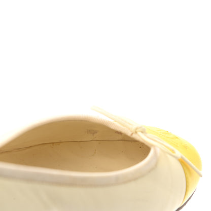 Chanel Lambskin Cap Toe Ballerina Flats 39 White Yellow 10 of 11