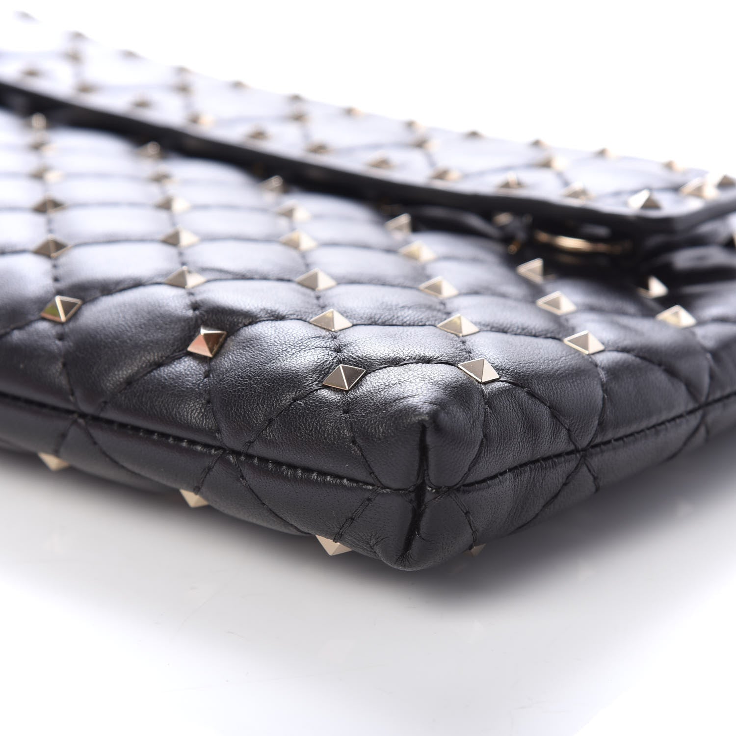 Valentino Garavani Nappa Rockstud Spike Side Slip Zip Clutch Black 8 of 8