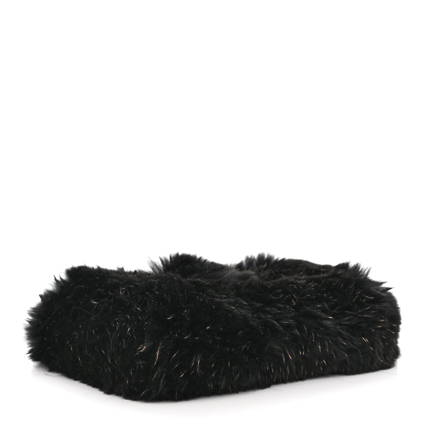 Rabbit Fur Small Clutch With Chain Black
