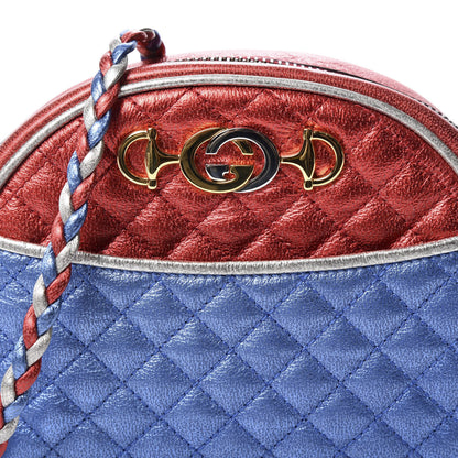 Gucci Laminated Nappa Trapuntata Mini Zumi Dome Shoulder Bag Rosso Marine Argento 8 of 9